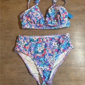 Cupshe Floral Bikini - Purple and Pink